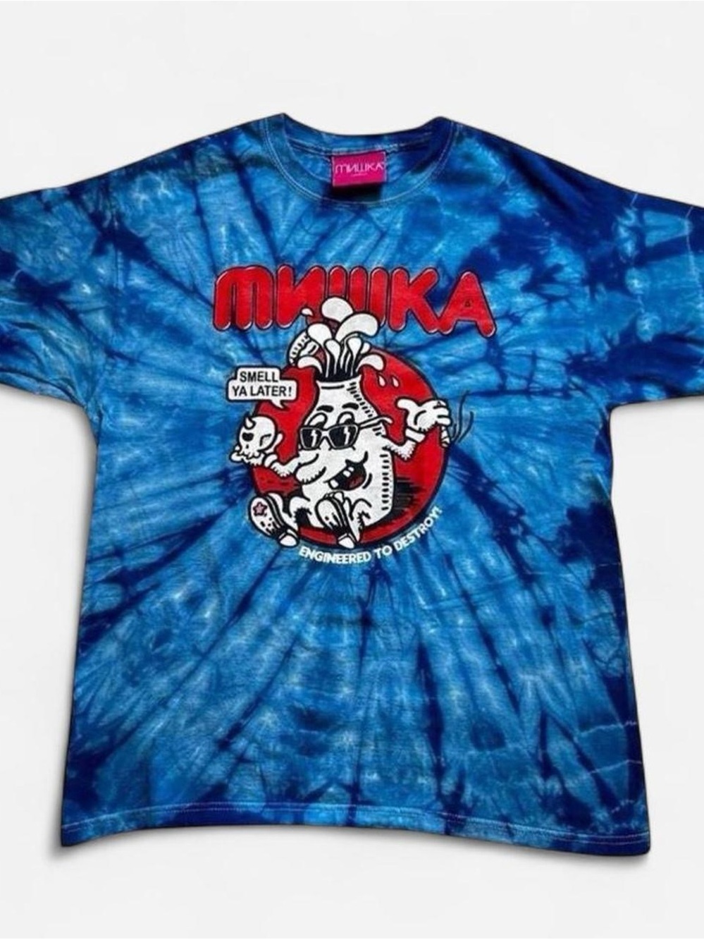 Mishka Blue Tie-Dye Tee with Red Graphic large